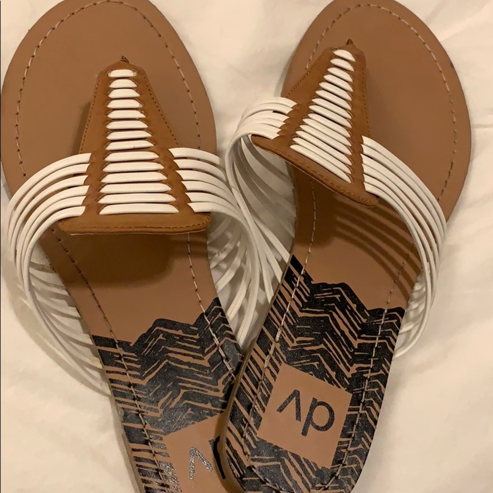 White & tan Dolce Vita sandals